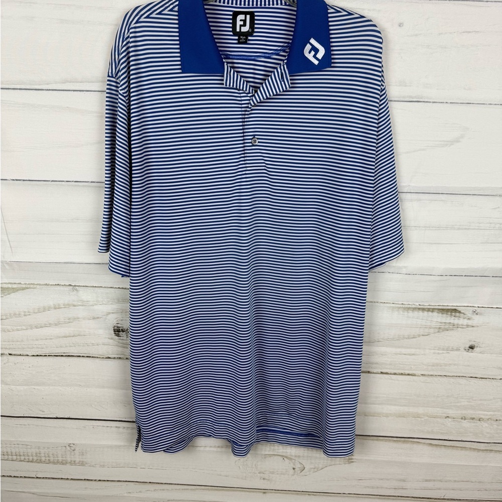 FootJoy Navy and White Striped Polo Shirt